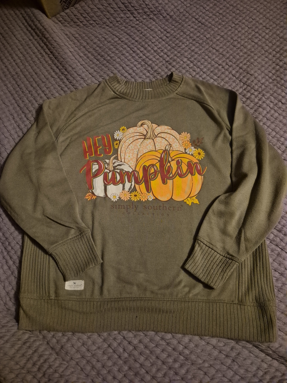 Simply Southern Brown Crewneck Sweatshirt with Pumpkin Graphic